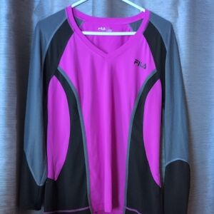 Fila Vivid Pink and Charcoal Long Sleeve Shirt